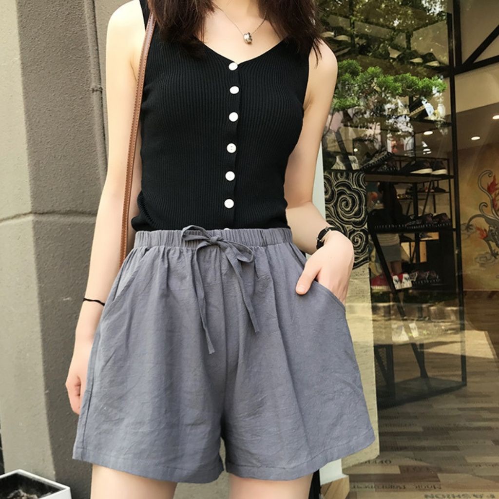 Quần đùi nữ mặc nhà HAMEY quần short nữ vải đũi đẹp form dễ mặc chất siêu mát nhiều màu cá tính | BigBuy360 - bigbuy360.vn