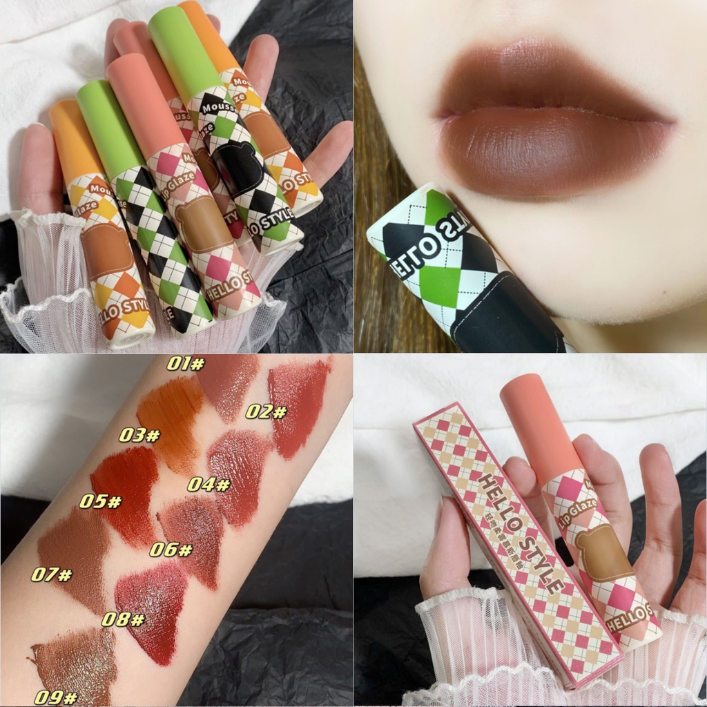 Son Môi Chất Nhung Lì Tự Nhiên 9 Màu Tùy Chọn Phong Cách Hello Kitty