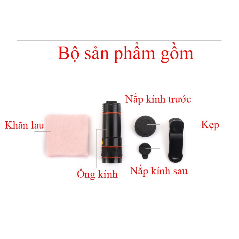 [Freeship toàn quốc từ 50k] Lens zoom 12x cho điện thoại