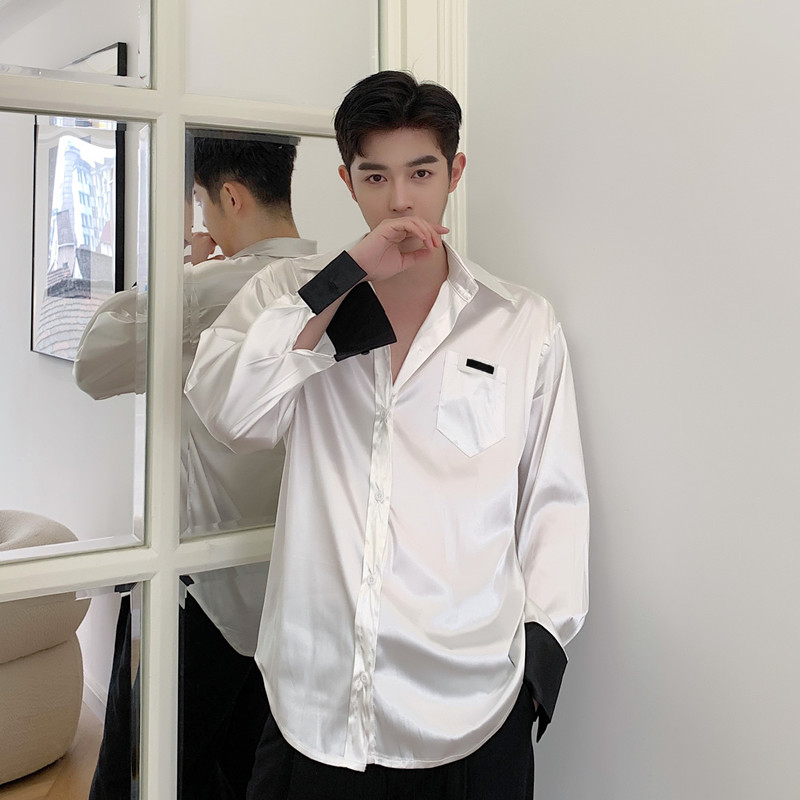 Áo Sơ Mi Tay Dài Phối Màu Tương Phản Cá Tính Trẻ Trung Cho Nam Nữ Kiểu Hàn Quốc