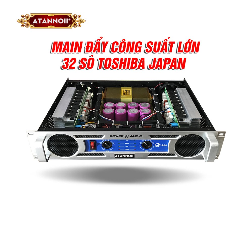 Đẩy Công Suất 32 Sò Nhật Nguồn Dây Đồng , Main Sân Khấu 2000W ATANNOII NT-990 Tặng USB Bluetooth