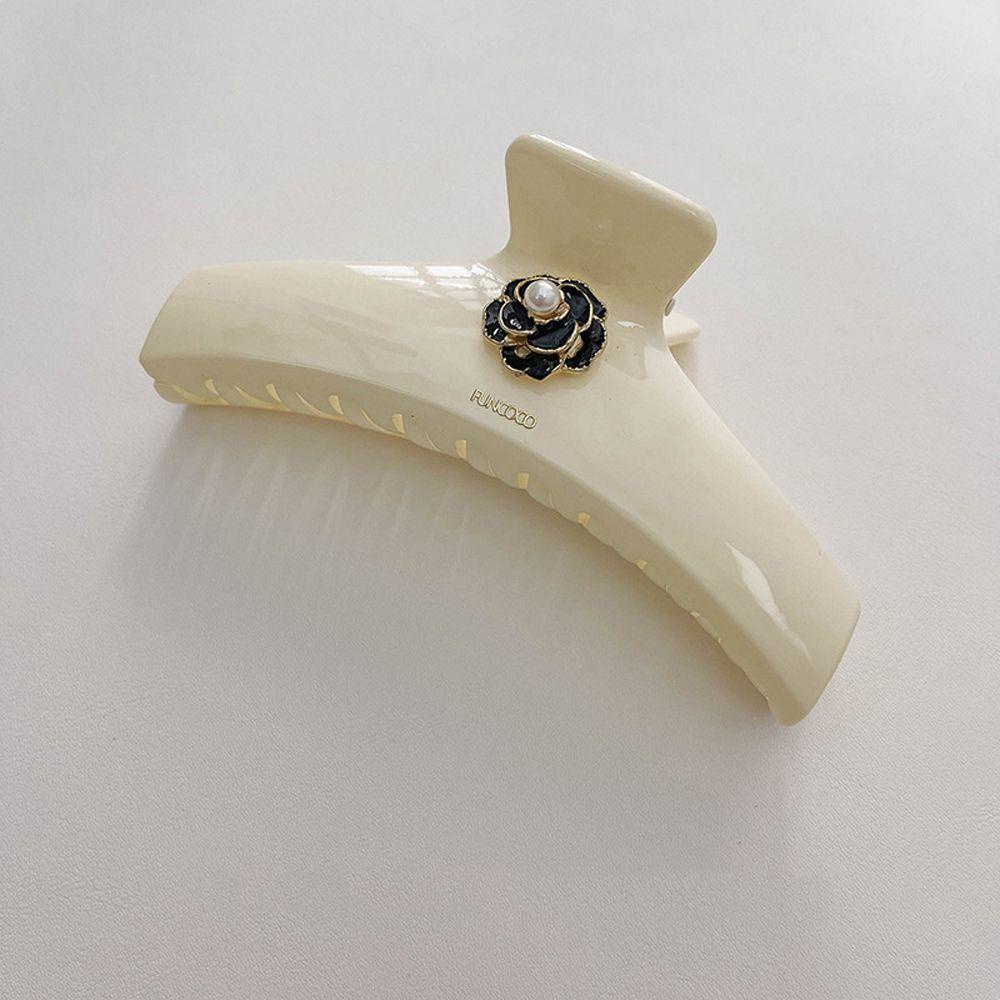 Kẹp Tóc Càng Cua Hình Cá Mập Bằng Acrylic Đính Hoa Trà Thanh Lịch Cho Nữ