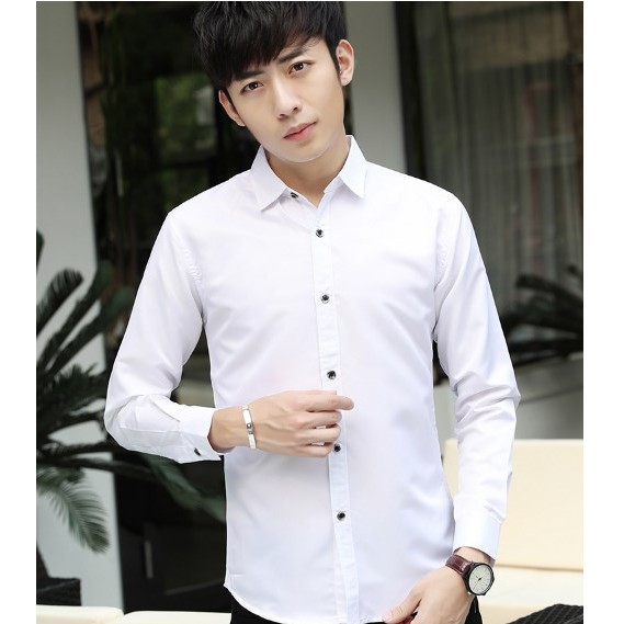 Sơ mi Nam dài tay màu trắng trơn | BigBuy360 - bigbuy360.vn