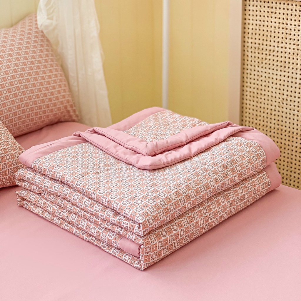 Sét cotton đũi họa tiết chăn hè trần cực hót, ga gối đũi cotton kèm vỏ ôm cùng mầu  _TN1