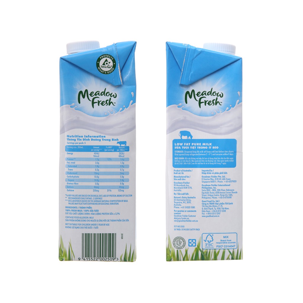 Sữa tươi nguyên kem Meadow Fresh Hộp 1L