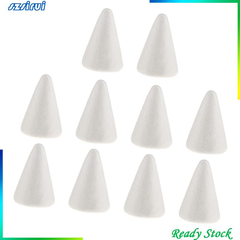 Set 10 Mô Hình Nón 7cm Bằng Xốp Polystyrene Styrofoam Dùng Trang Trí DIY