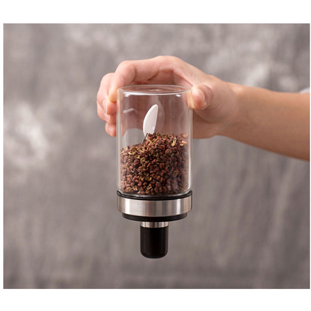Hũ đựng gia vị đẹp có kèm thìa - Lọ thủy tinh đựng gia vị kèm muỗng dung tích 250ML tiện lợi