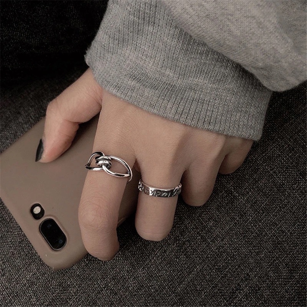 Bộ 2 nhẫn hở phong cách harajuku retro thời trang cá tính cho nữ