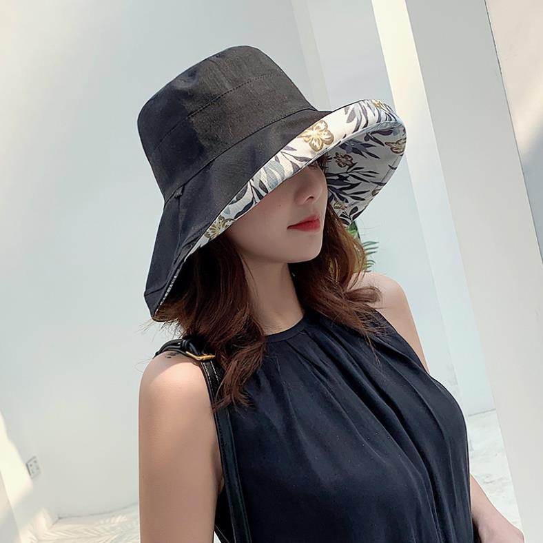 Nón Vành Rộng Hai Mặt Bằng Cotton Chống Nắng Thời Trang Cho Nữ