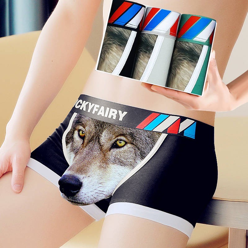 Funny Men Đồ lót nam Cotton Bốn Tied Quần Sexy Super Sao cá tính, Những chàng trai dễ thương, Quần hoạt hình góc phẳng