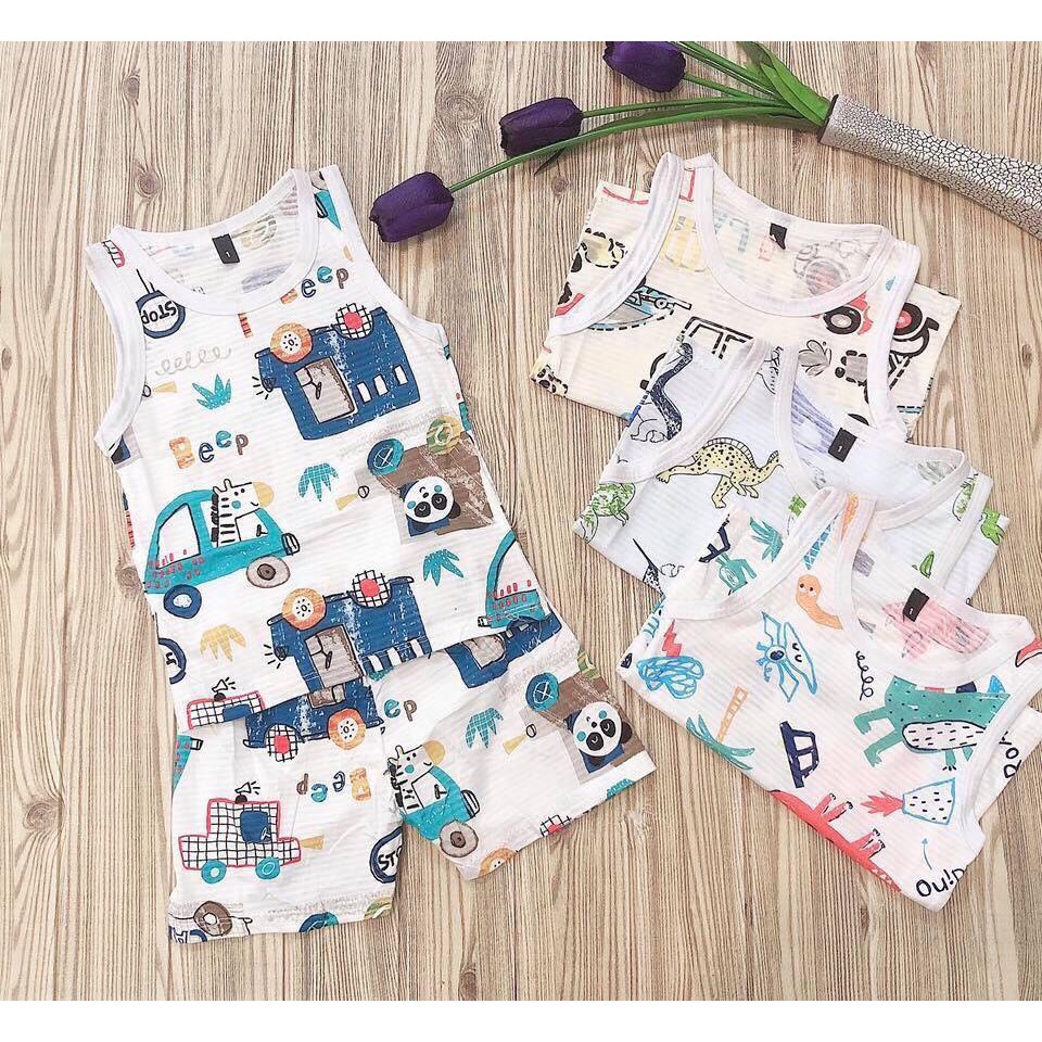 Set 3 bộ cotton sợi tre cho bé trai