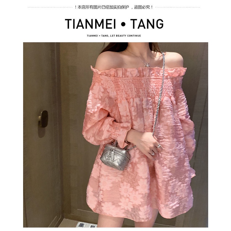 Đầm Ngắn Trễ Vai Phong Cách Châu Âu Thời Trang Mùa Hè Mới 2021 Dành Cho Nữ