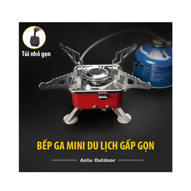 Bếp Gas Mini Du Lịch Dã Ngoại Gấp Gọn Kèm Dây Nối Bình Gas - Bếp Gas Đi Phượt Cắm Trại Vt168