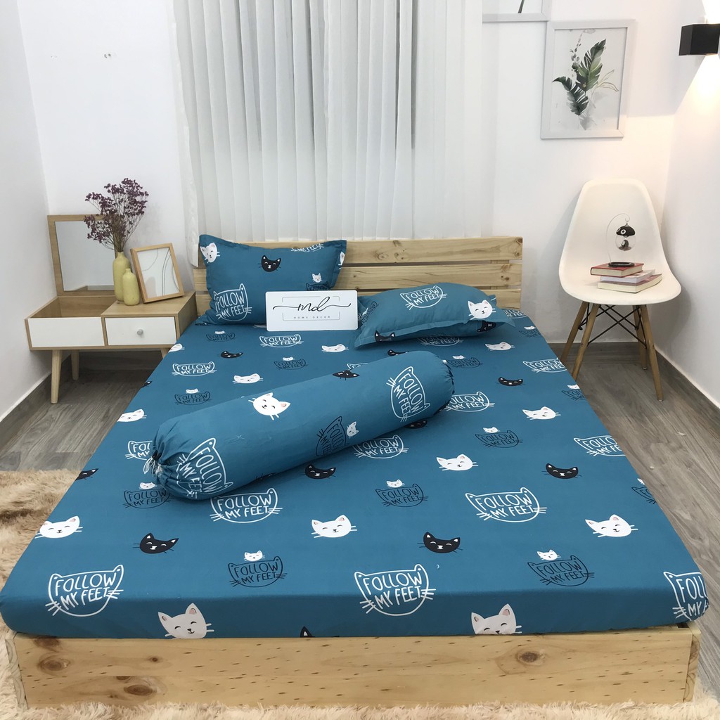 Bộ ga gối, Cotton Poly nhiều màu sắc MD.Decor - Chăn ga gối miễn phí may bo chun M4,M6,M8