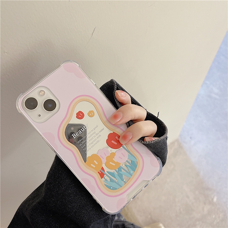 Ốp lưng iphone Ốp Điện Thoại Tráng Gương Họa Tiết Hoa Tulip Cho iPhone13Promax 14pro 6/6splus/7/7plus/8/8plus/x/xr/xs/11/14pro/13/pro/max/plus/promax Dinuo case