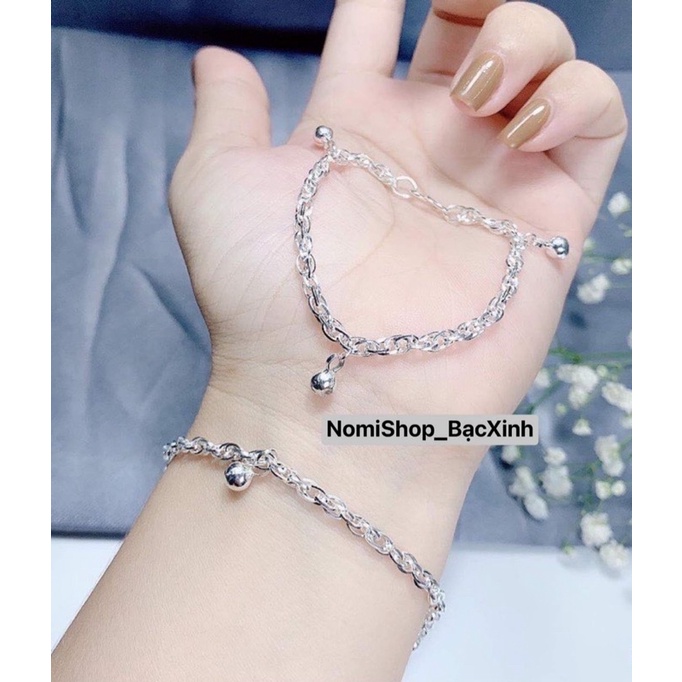 Lắc tay bạc ta kiểu dây xoắn xích mix bi có cỡ trẻ em và người lớn Mainomi Shop Bạc Xinh