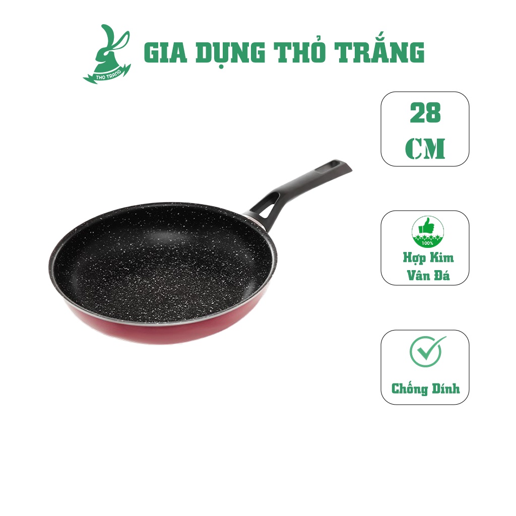 Chảo sâu chống dính Easy Cook hợp kim nhôm vân đá Kims Cook 28cm - màu đỏ