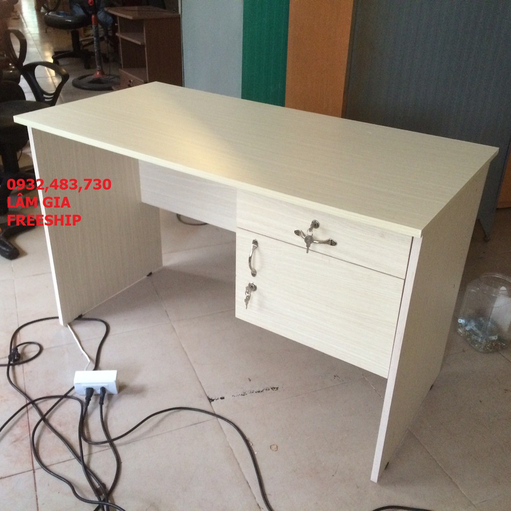 Bàn làm việc văn phòng ván MFC cao cấp rộng 1m2x75x60 3 hộc kéo