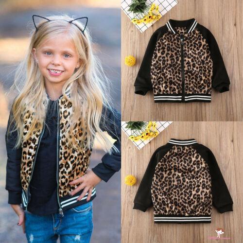 ❤XZQ-Girls Outwear Toddler Baby Girls Leopard Printed Zipper Coat Jacket Casual Outfits