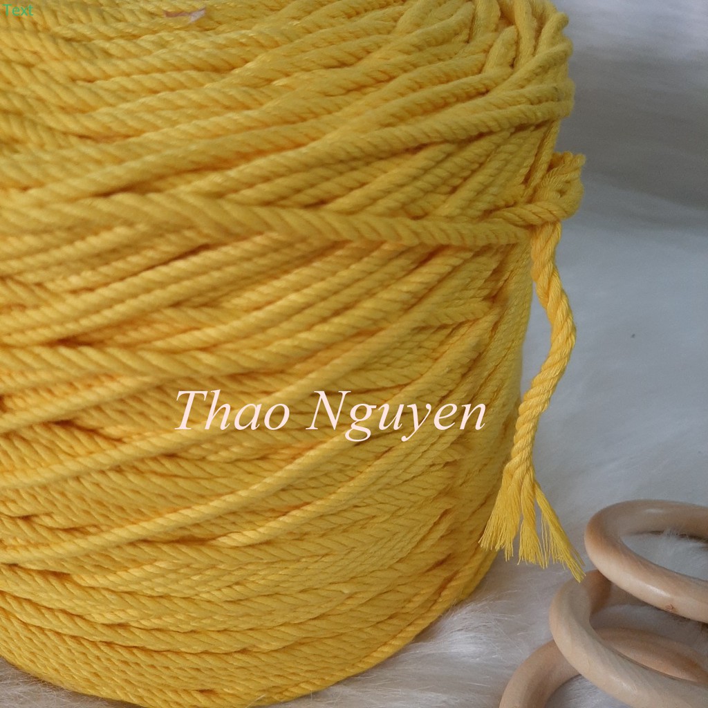 ( ẢNH THẬT) Dây thừng se macrame, dây cotton. Màu VÀNG HOA CÚC- 3mm