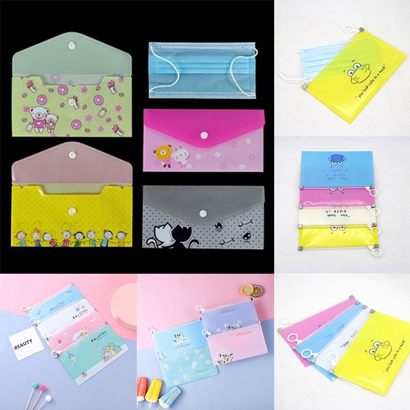 Hộp đựng khẩu trang dùng 1 lần họa tiết hoạt hình chống nước chống bụi tiện lợi
