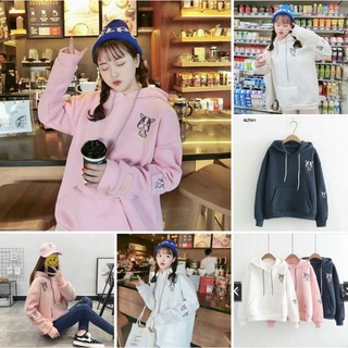 Áp hoodie nữ  chất liệu nỉ form rộng giữ ấm chống tia UV che nắng thời trang Hàn #2
