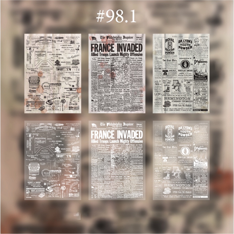 Sticker giấy phân mảnh cổ điển trang trí Scrapbook, sổ tay, vở  (set 30 stickers) - [ 098 ]
