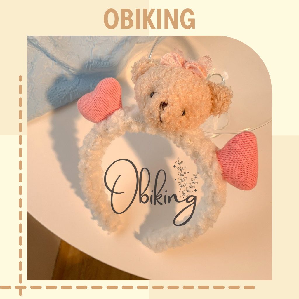 Băng đô bờm tóc hình gấu nâu kèm trái tim siêu dễ thương