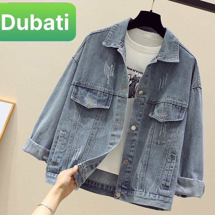 ÁO KHOÁC JEAN NAM NỮ CHẤT BÒ HOA CÚCTHÊU CHỮ SAU TREND PHONG CÁCH SÀNH ĐIỆU HÀN QUỐC - DUBATI FASHION