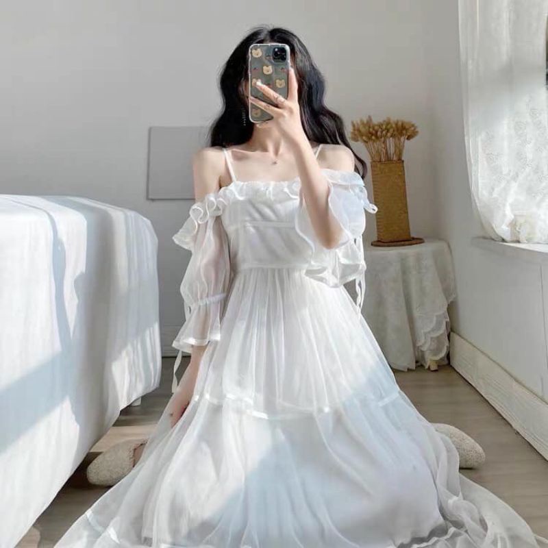 Váy công chúa trễ vai ren ulzzang