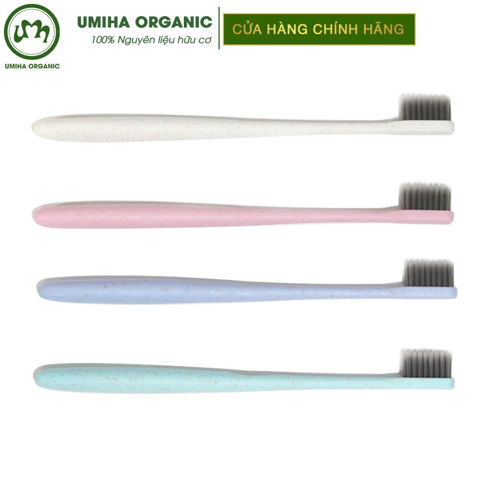 Bàn chải đánh răng hữu cơ cao cấp Umiha - Lông mềm mịn, chất liệu an toàn, thân thiện môi trường - Giao màu ngẫu nhiên