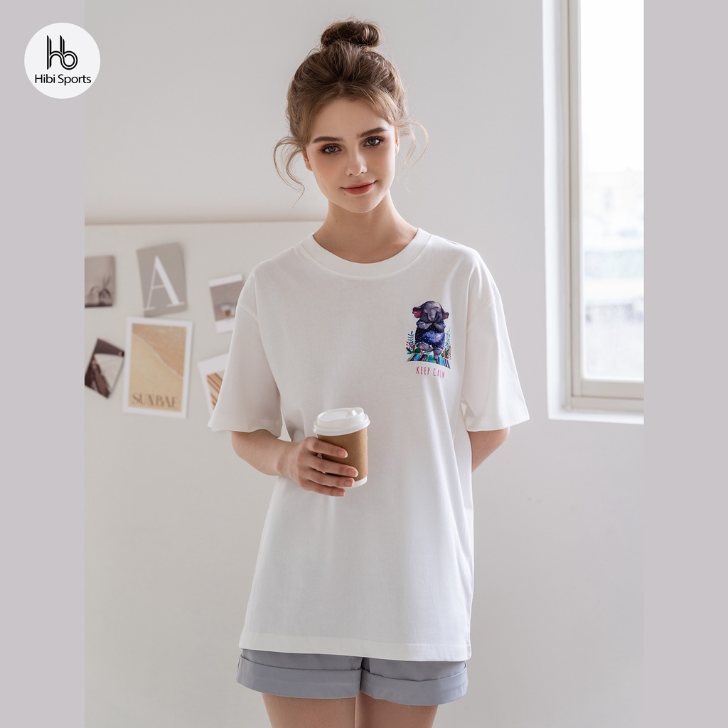 Áo thun tay lỡ Hibi Sports Voi Con KEEP CALM ST002 kiểu phông unisex nam nữ, vải cotton Premium, form oversize