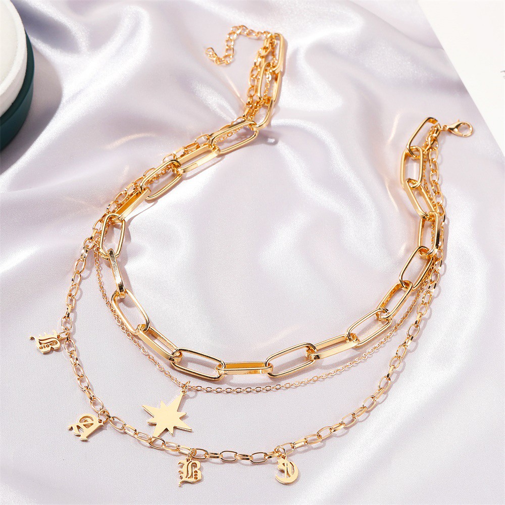 vòng cổ Nhiều Lớp Đính Ngôi Sao Phong Cách Hàn Quốc
