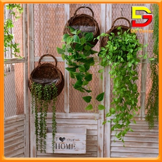 Giỏ hoa treo tường giỏ mây đan tự nhiên cắm sẵn hoa giả nhiều mẫu tặng móc treo dc-131