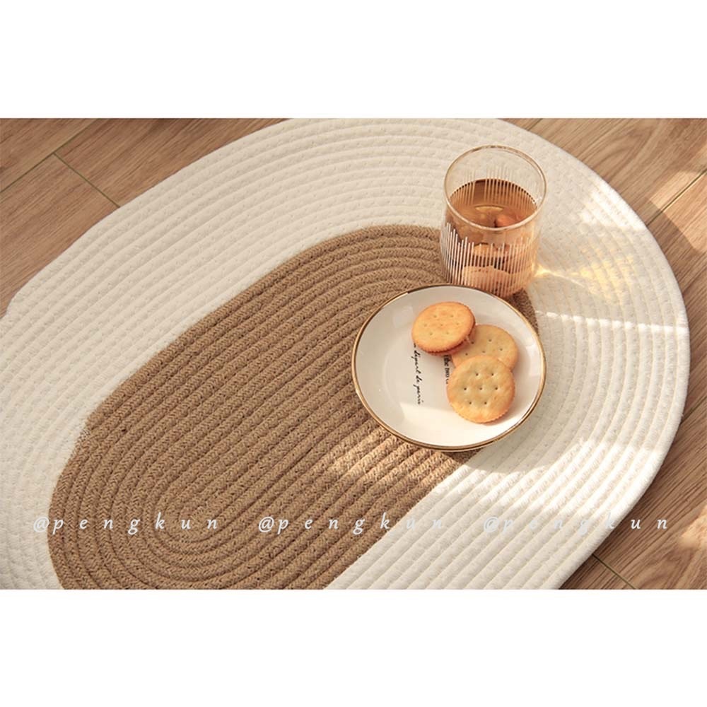 Thảm cotton dệt tay lót sàn chống trượt phong cách nhật bản