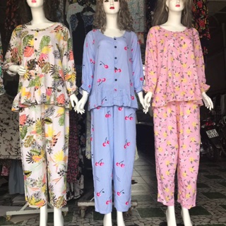 Đồ bộ lanh bigsize tay dài cho mẹ bầu và sau sinh (70-90kg)