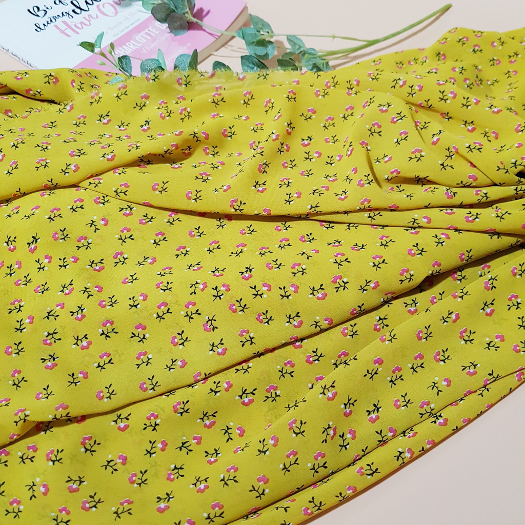 Vải von cát Hàn hoa nhí dùng làm vải may váy áo siêu xinh 100x150cm