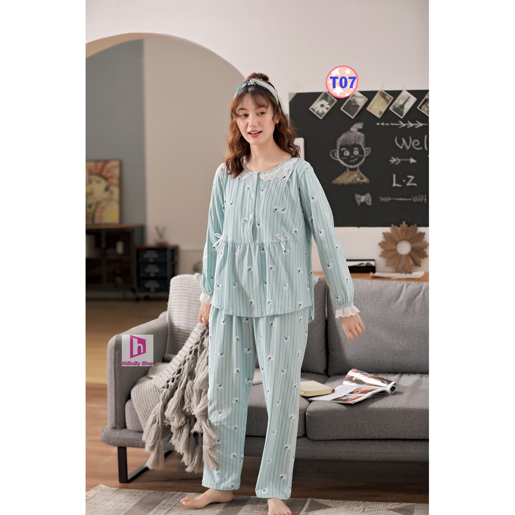 Pijama Sau Sinh Thun cotton co dãn T07