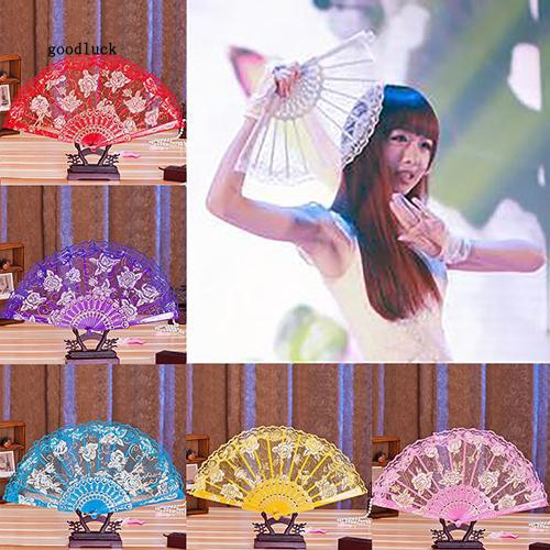 Quạt xếp in hoa cổ điển