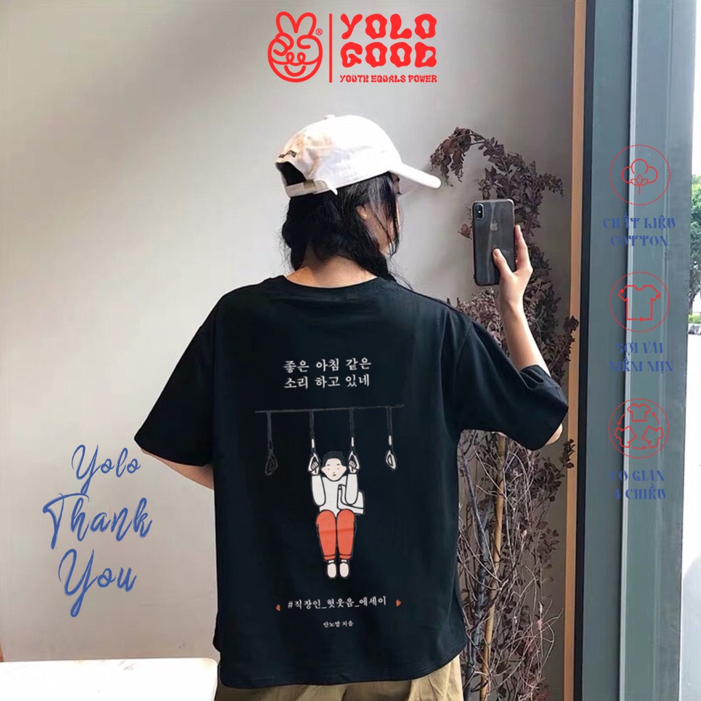 Áo Thun Cotton Unisex Form Rộng Tay Lỡ Oversize CHỮ HÀN