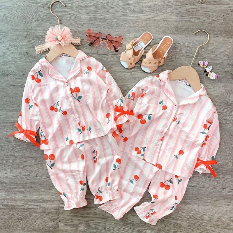 Bộ pizama quả cherry cho bé gái