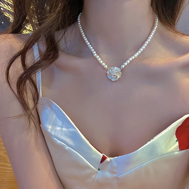 Vòng cổ Đính Ngọc Trai Phong Cách Hàn Quốc Thanh Lịch Dành Cho Nữ