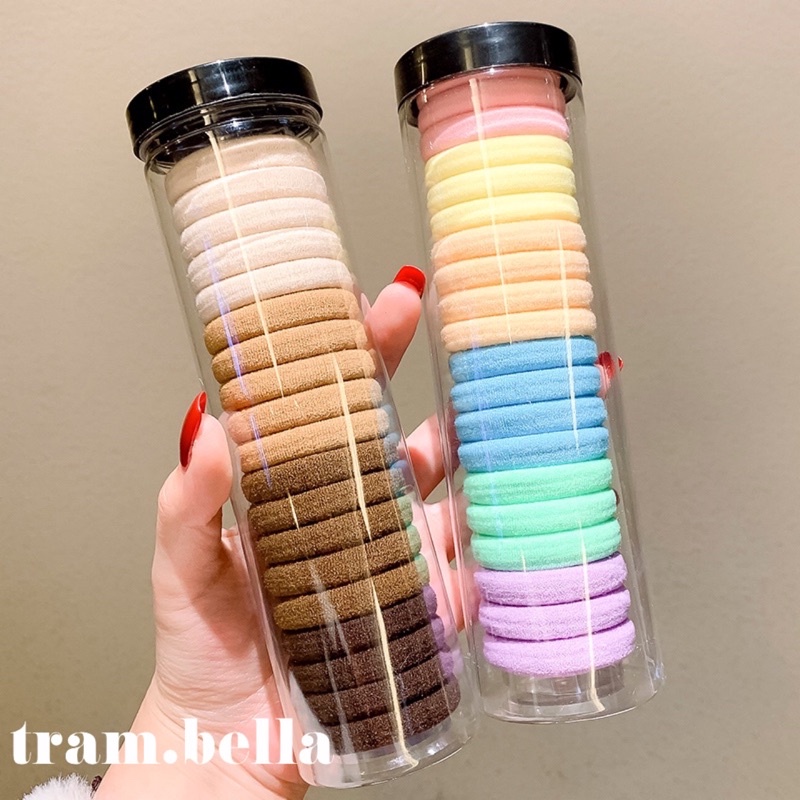 Thun Cột Tóc Vải Kiểu Hàn Hộp 20 Cái