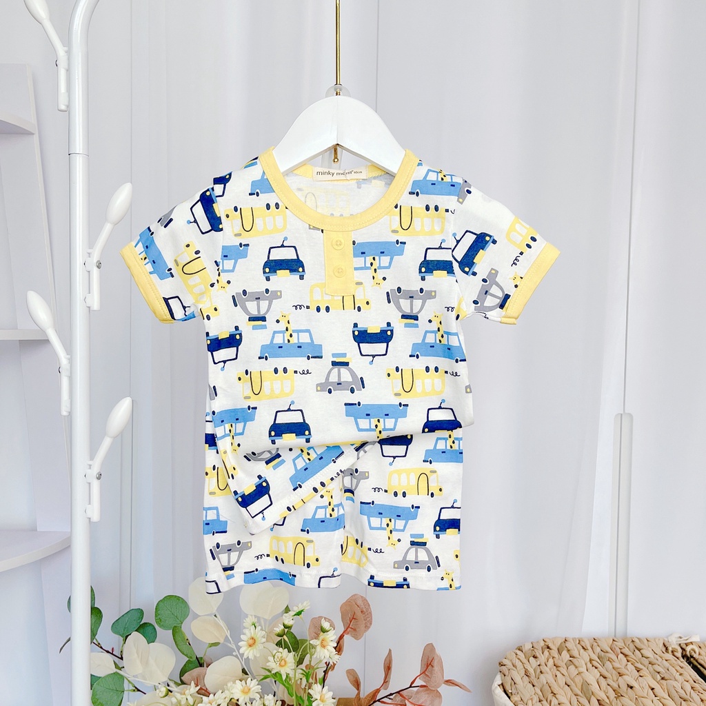 [MÀU NGẪU NHIÊN] Combo 4 Bộ Cộc Tay Cho Bé Trai, Bé Gái Minky Mom Vải Cotton Borip, Bộ Quần Áo Trẻ Em Mặc Nhà MKM2212
