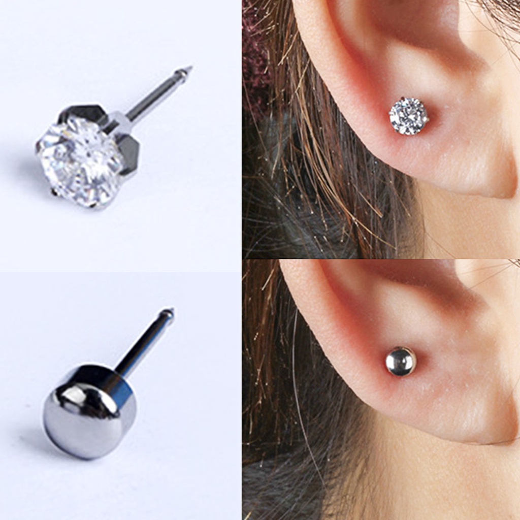 Khuyên Xỏ Tai Bằng Thép Không Gỉ Không Đau Dùng Một Lần