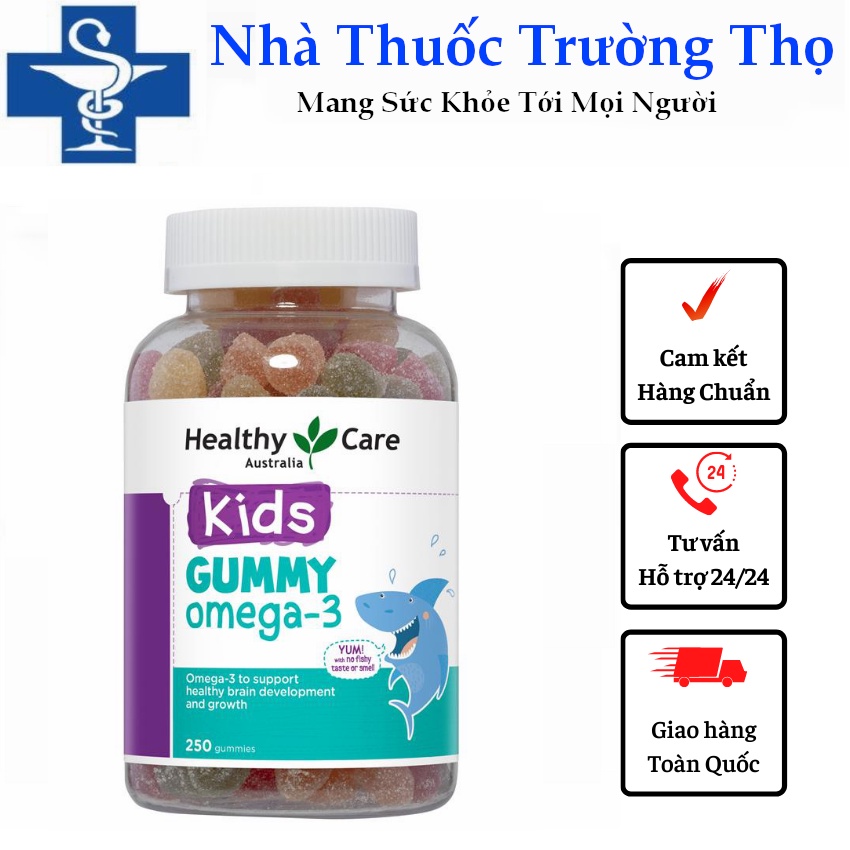 Kẹo dẻo Dha cho bé Healthy Care Gummy Omega 3, Úc 250 Viên hỗ trợ sáng mắt, thông minh