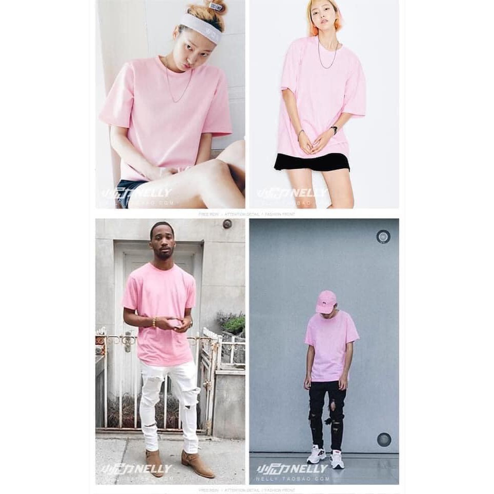 Áo thun tay lỡ NELLY 100% cotton 4 chiều dáng unisex form rộng