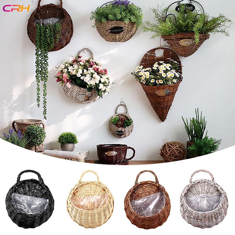 Giỏ hoa treo tường trang trí đẹp mắt bằng tre đan kích thước 18x23cm