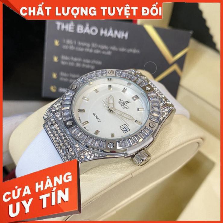 [Siêu Phẩm 2021] Đồng hồ nữ Hublot máy pin size 36 đính viền đá dây silicon- Bảo hành 12 tháng | BigBuy360 - bigbuy360.vn