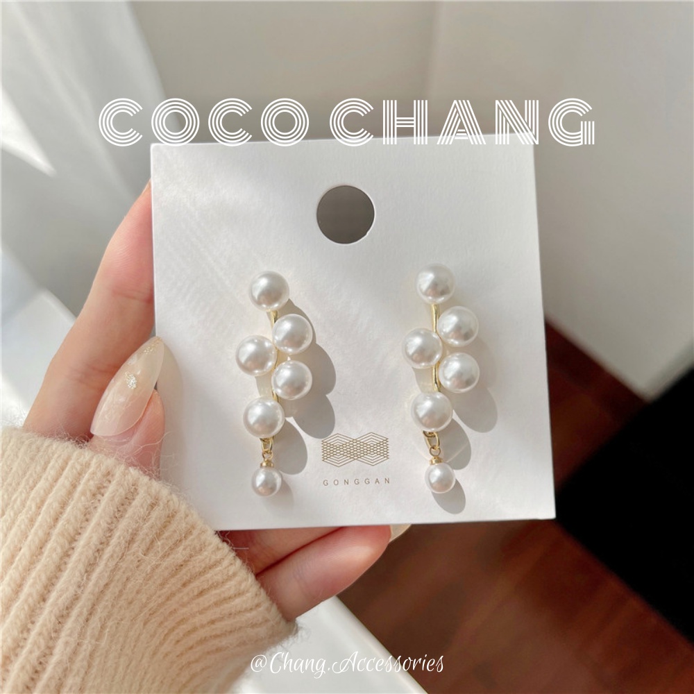 Khuyên tai chuôi bạc 925 bông tai kết ngọc trai nhân tạo nữ tính Cocochang shop